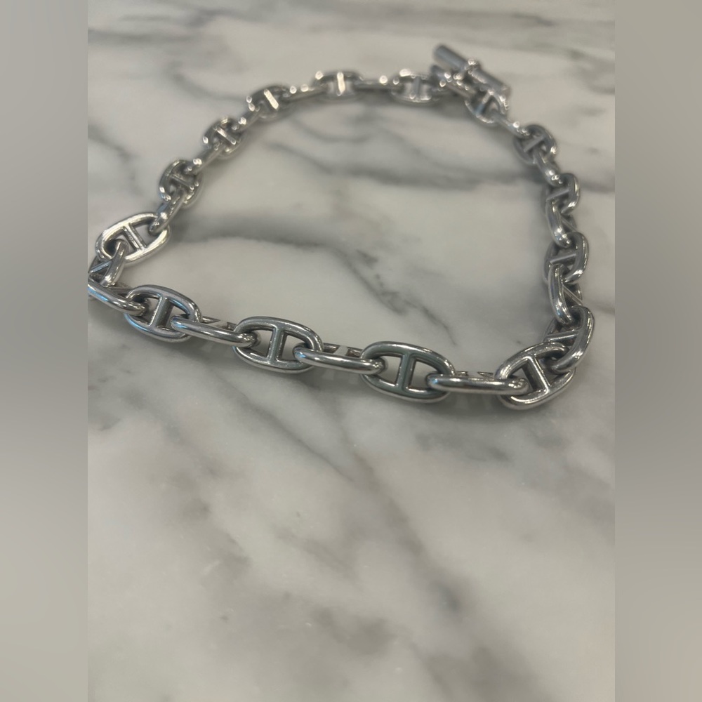 Hermes sterling silver chain necklace; original; lightly worn